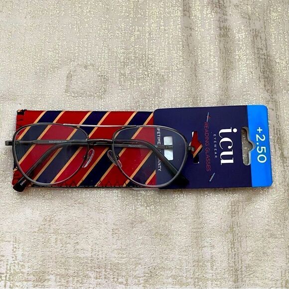 NWT ICU Eyewear Silver & Tortious Shell Reading Glasses/Cheaters Strength +2.50 - Picture 2 of 5